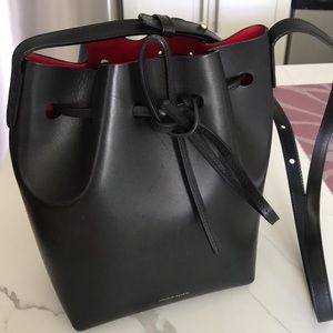 Mansur Gavriel red lined mini bucket bag